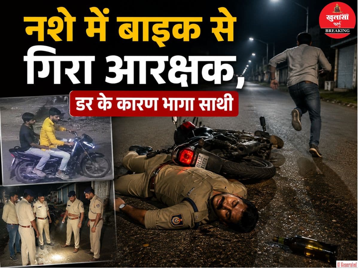 नशे में बाइक से गिरा आरक्षक