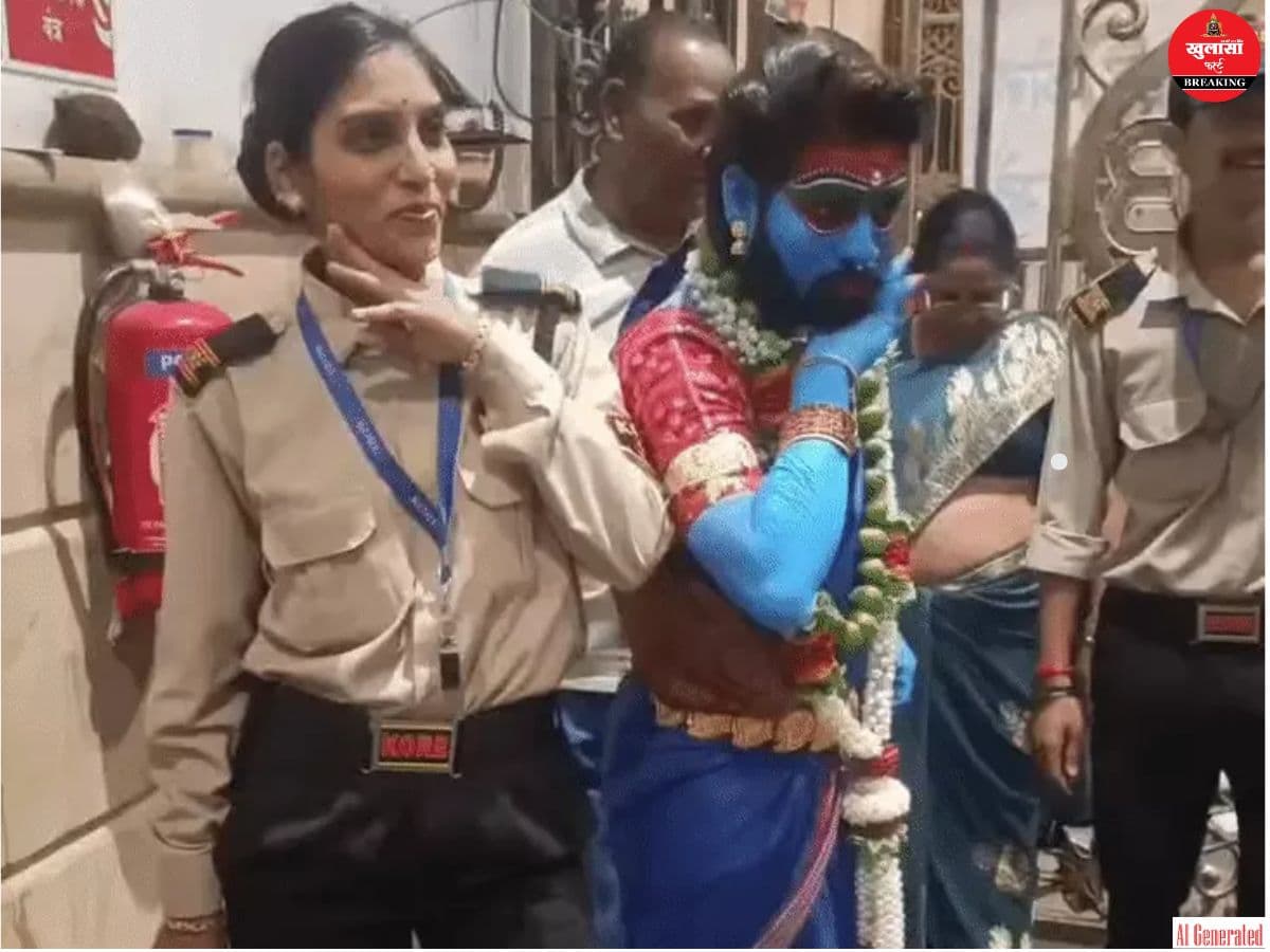 पुष्पा स्टाइल में बाबा के दरबार पहुंचा युवक