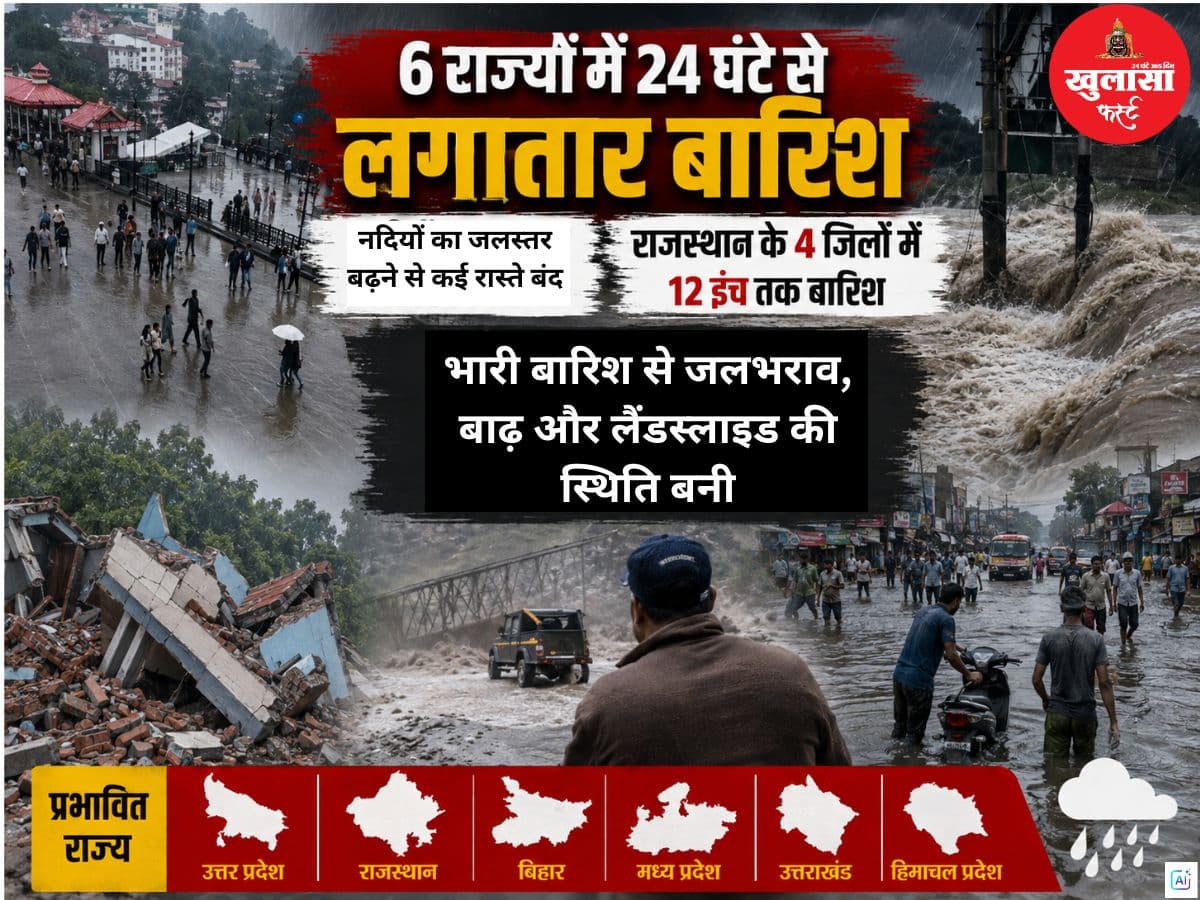 6 राज्यों में 24 घंटे से लगातार बारिश