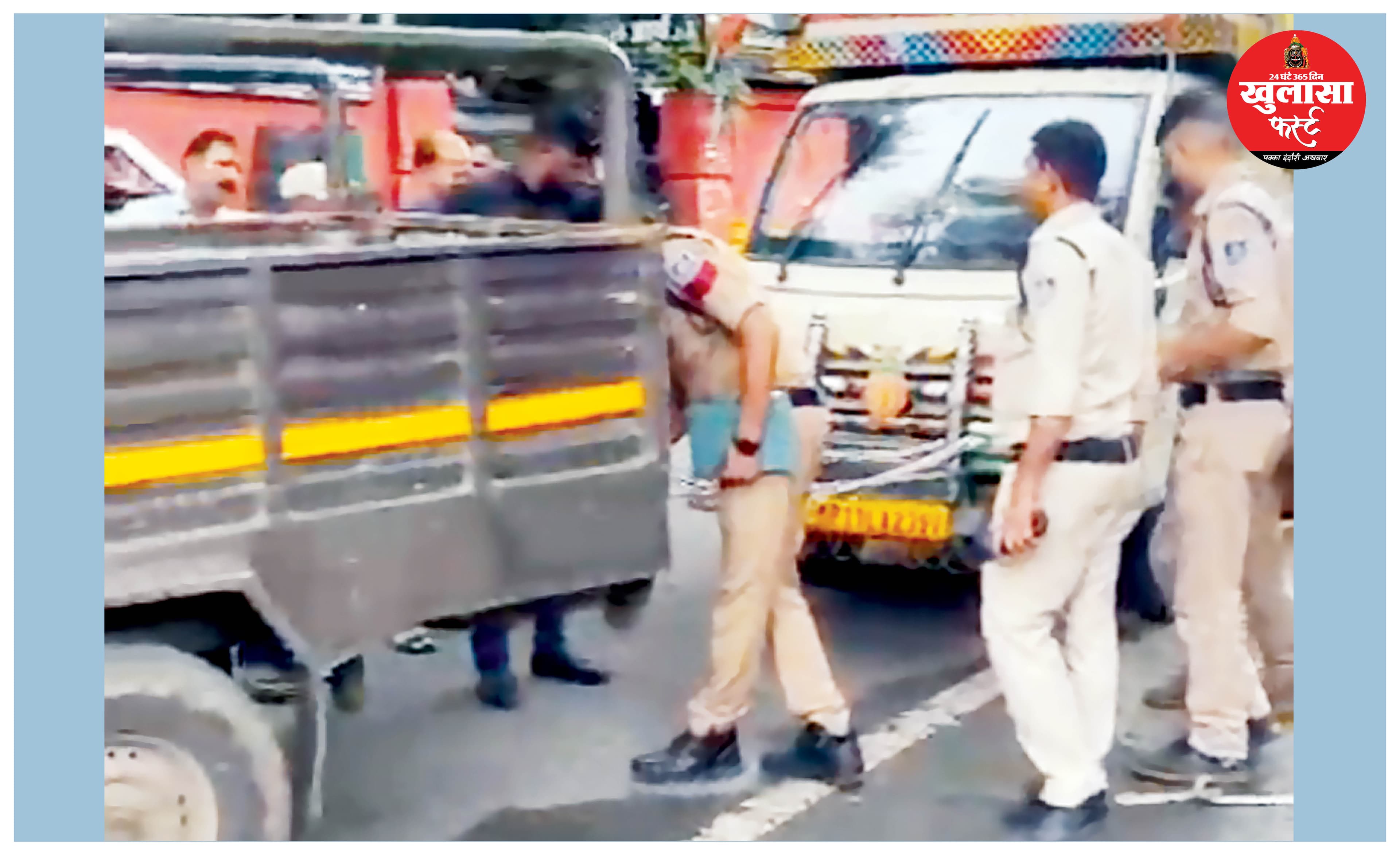 चाकू चौराहे पर गोवंश से भरी गाड़ी पकड़ी