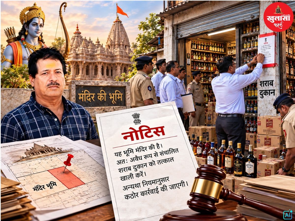 मंदिर की जमीन पर चल रही शराब दुकान पर कार्रवाई