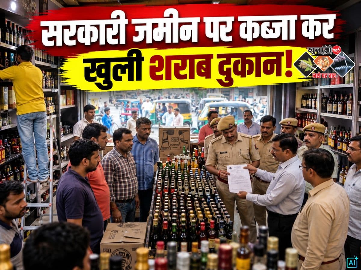 सरकारी जमीन पर कब्जा कर खुली शराब दुकान!