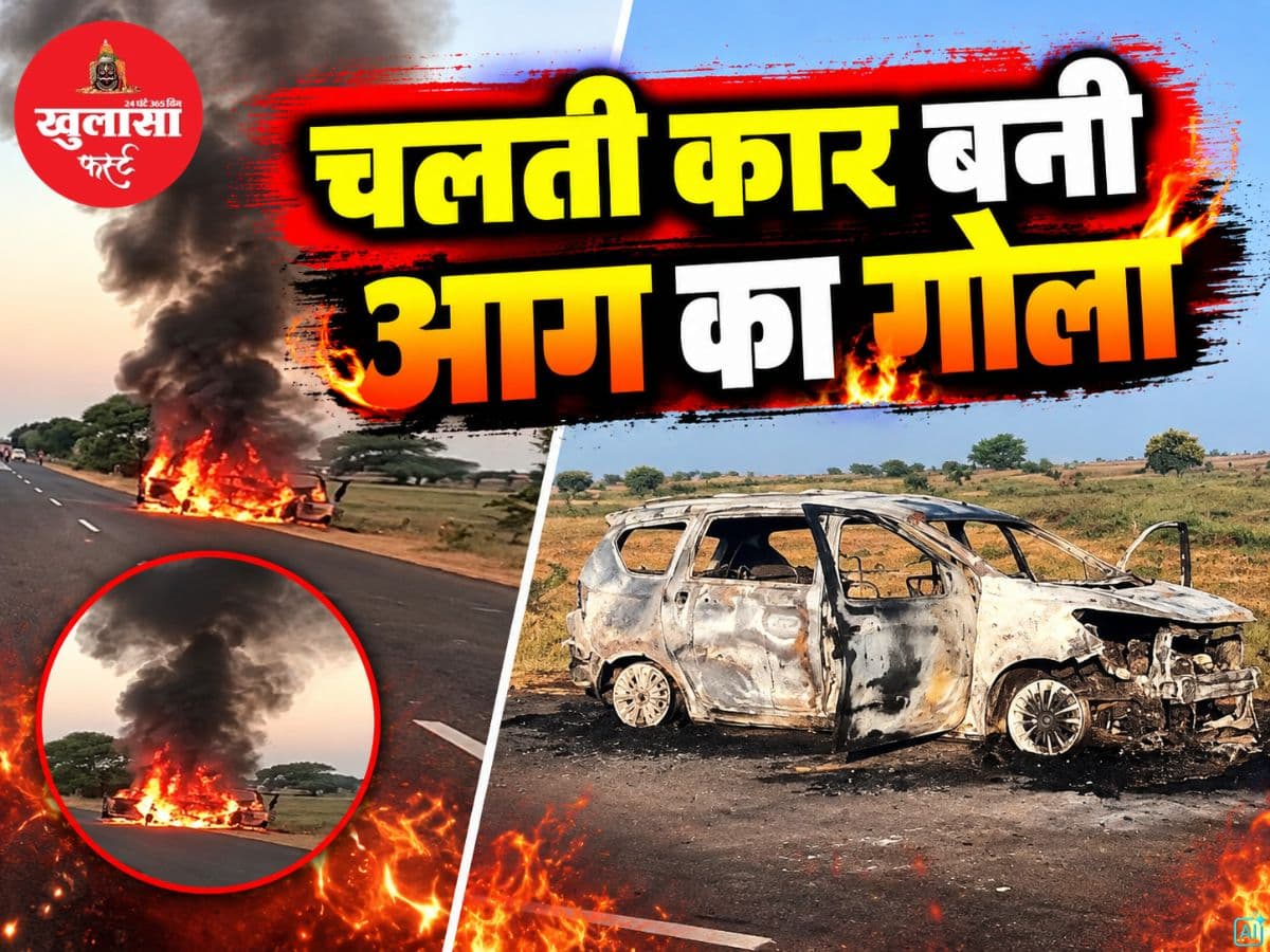 चलती कार बनी आग का गोला