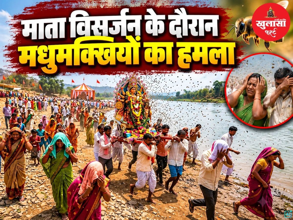 माता विसर्जन के दौरान मधुमक्खियों का हमला
