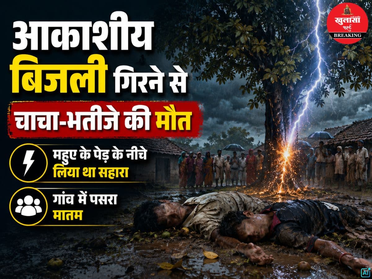 आकाशीय बिजली गिरने से चाचा-भतीजे की मौत