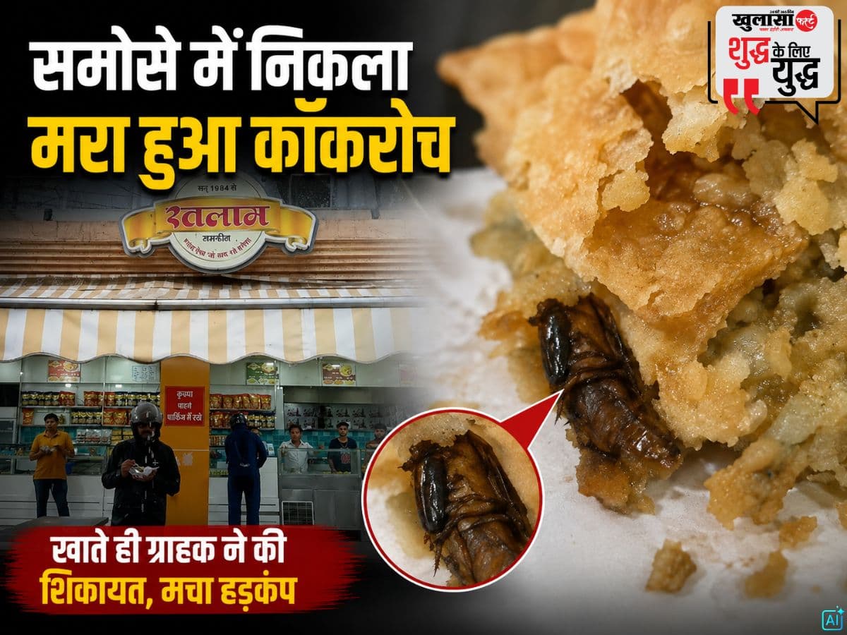 समोसे में निकला मरा हुआ कॉकरोच
