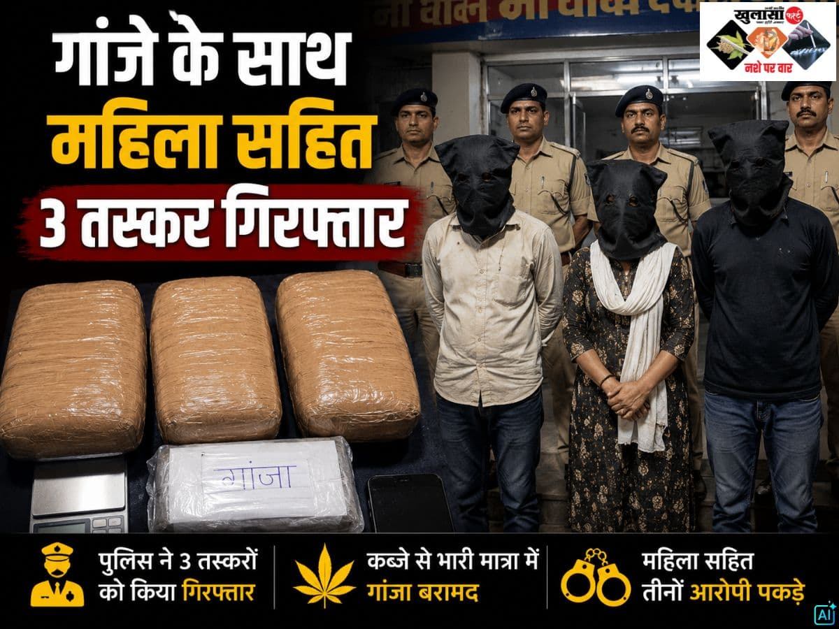 गांजे के साथ महिला सहित 3 तस्कर गिरफ्तार