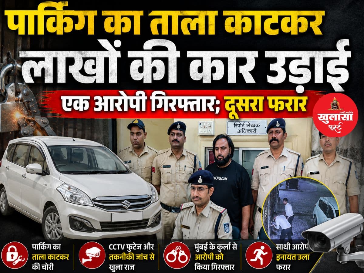 पार्किंग का ताला काटकर लाखों की लाख की कार उड़ाई