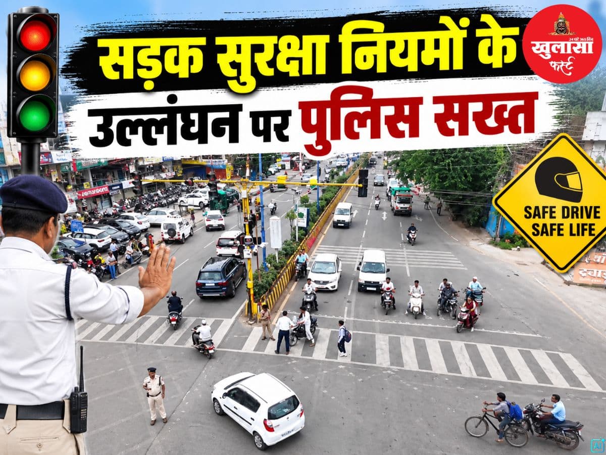 सड़क सुरक्षा नियमों के उल्लंघन पर पुलिस सख्त