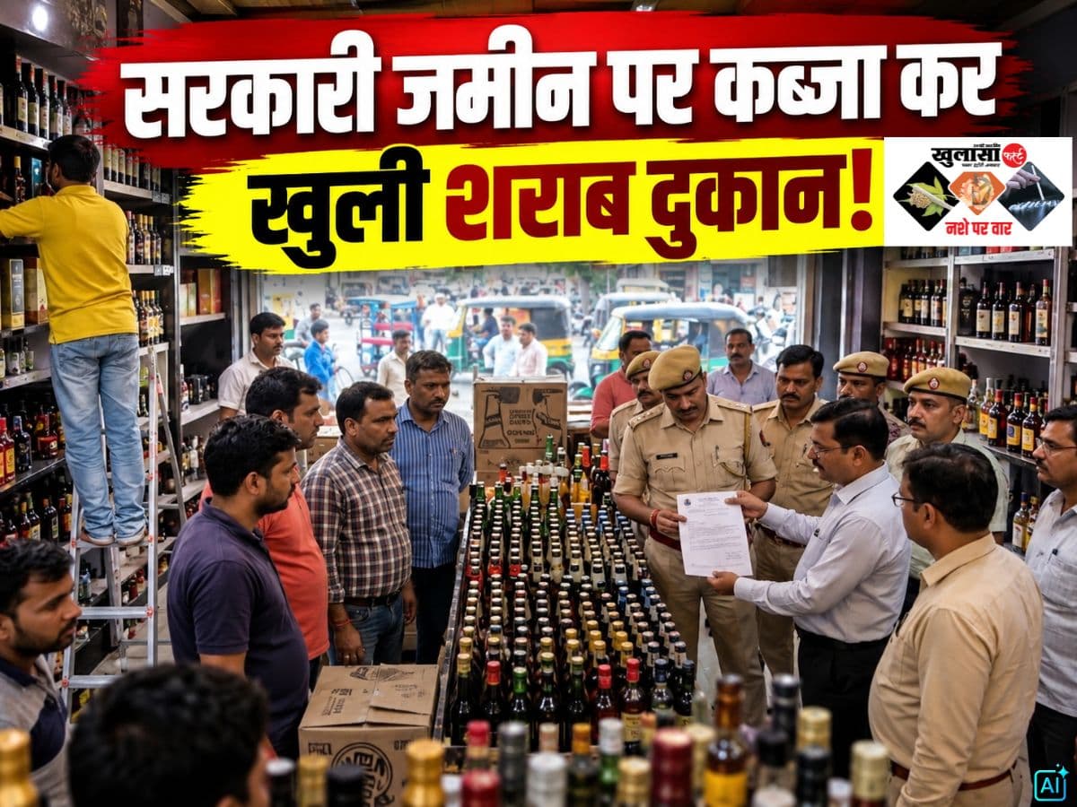 सरकारी जमीन पर कब्जा कर खुली शराब दुकान!
