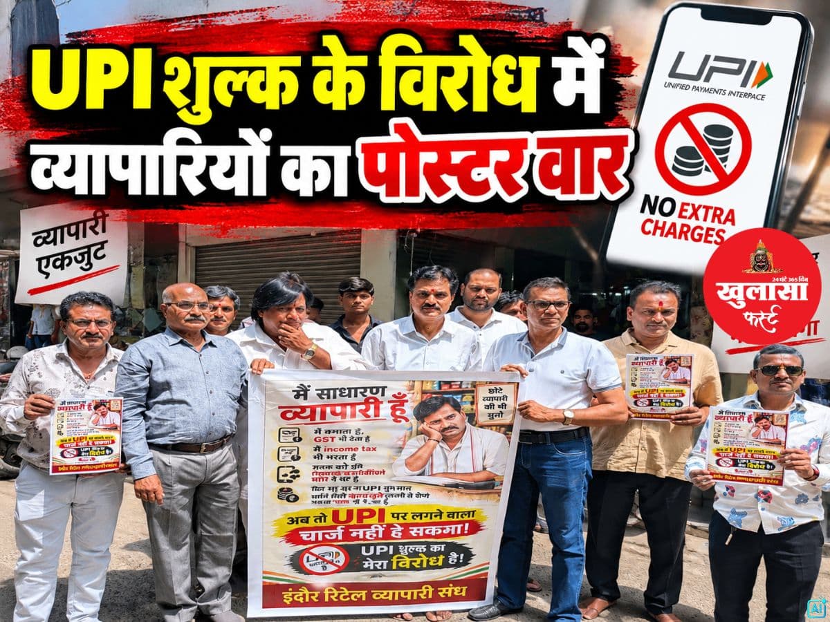 यूपीआई शुल्क के विरोध में व्यापारियों का पोस्टर वार