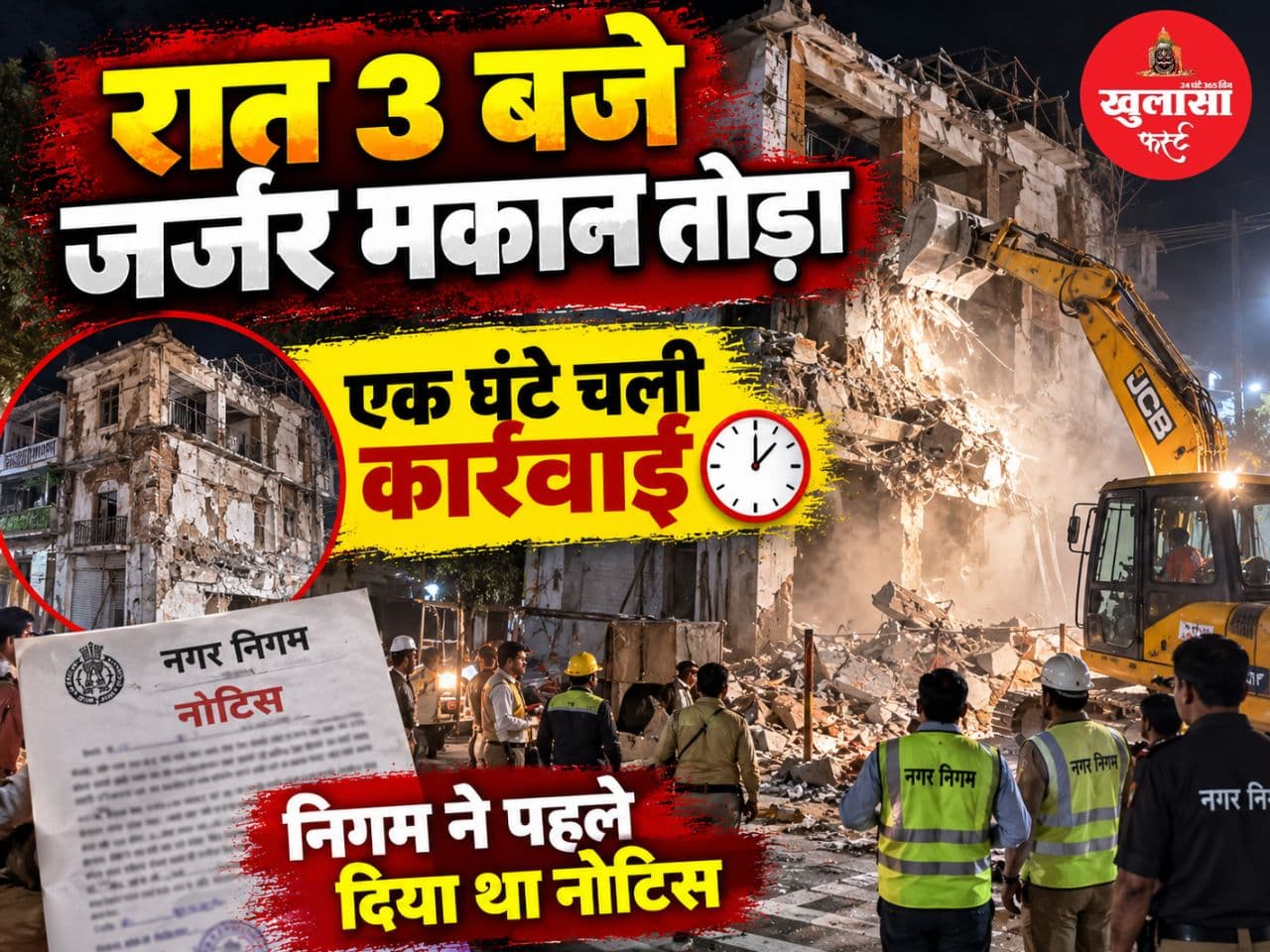 जर्जर मकान पर चला नगर निगम का बुलडोजर