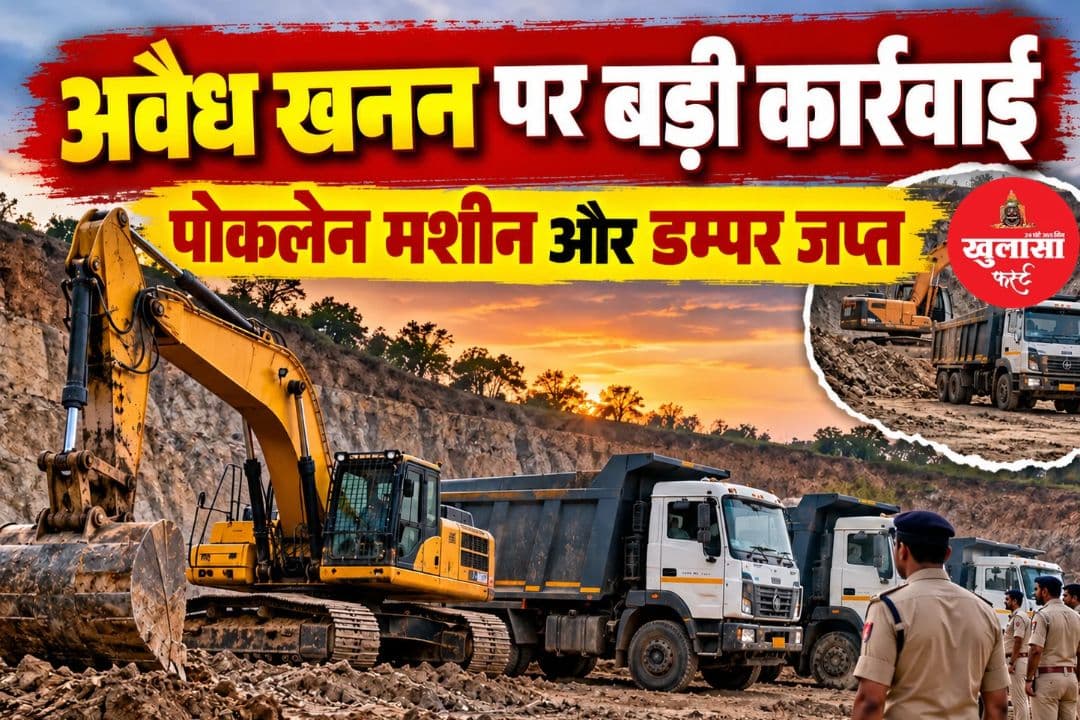 पोकलेन मशीन से डंपर में भरा जा रहा था मुरम