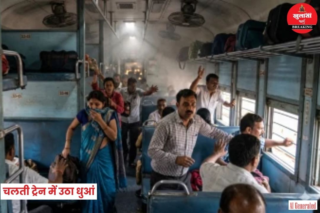 चलती ट्रेन में उठा धुआं