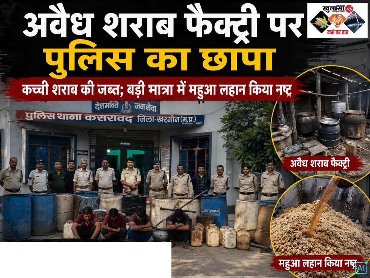 अवैध शराब फैक्ट्री पर पुलिस का छापा